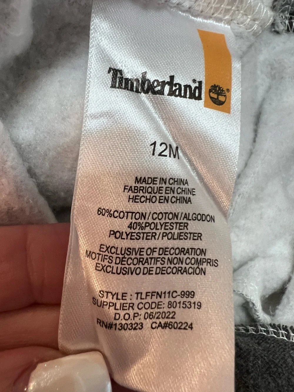 Timberland Kids Camo‎ Hooded One-Piece – Gray, Brown & Black. Size 12 Months.